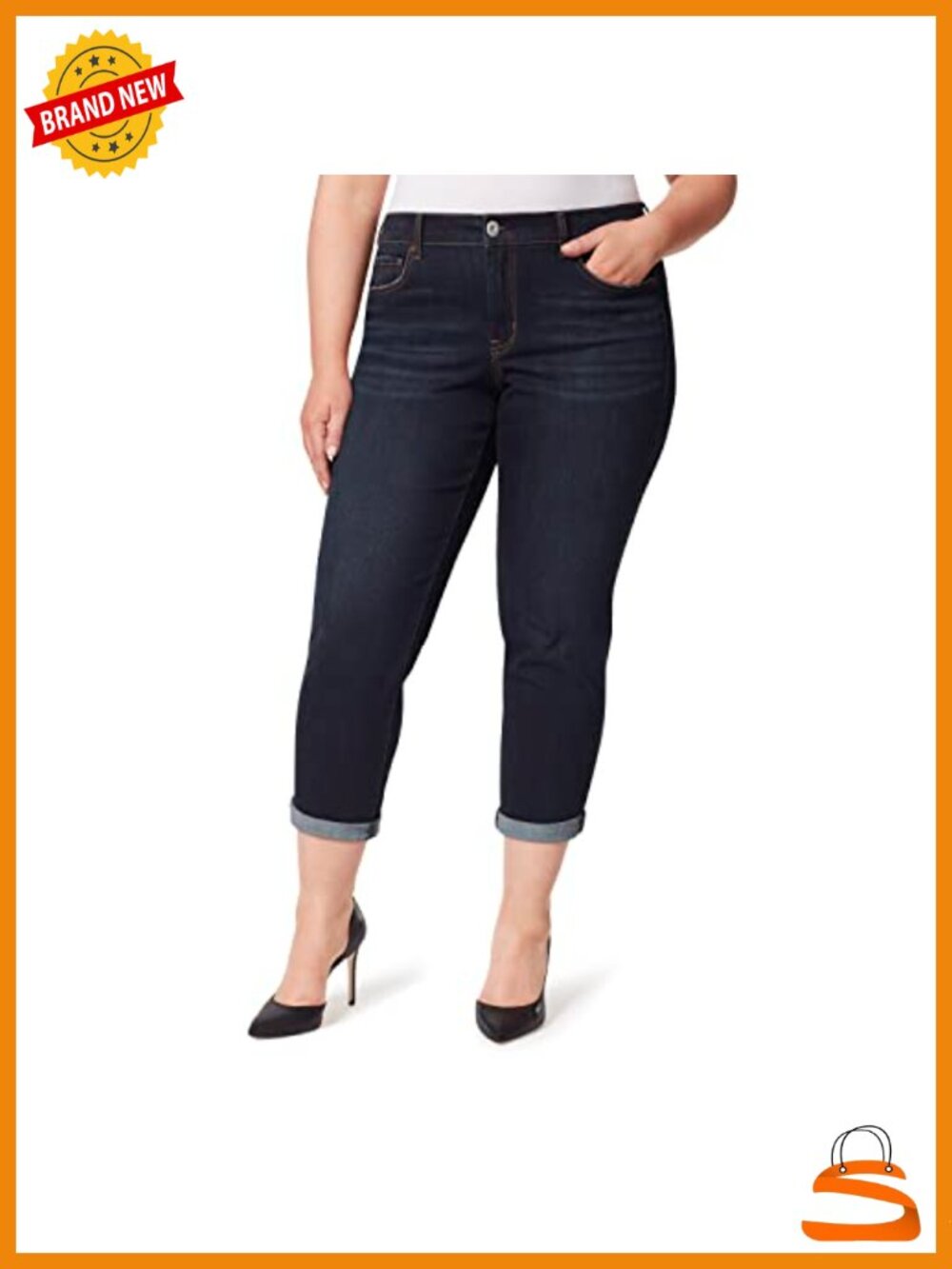 Women's Plus Size Relaxed Fit Roll Cuff Jeans